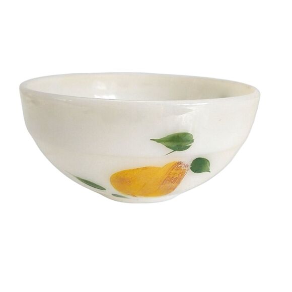 Fire King Fruit Mixing Bowl 6" Pear Hand Painted 1950's Gay Fad Milk Glass #F005 - Picture 2 of 9